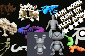 flexi toy model, 3d flexi animals, dragon, bjd model, toy design for 3d printing