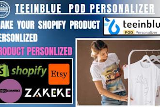 setup teeinblue customily zepto product personalization redesign shopify store
