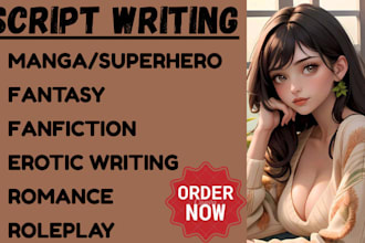 do fantasy erotic superhero comic book video script webtoon story anime script