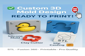 print ready mold design, mold box, printable clay cutter, silicone plastic mold