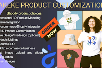 set up zakeke, customily, teeinblue, kickflip 2d 3d product pod personalization
