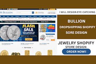 design bullion shopify store jewelry website diamond silver dropshipping store