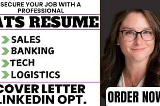 write sales, executive, tech, marketing, logistic, finance, banking resume
