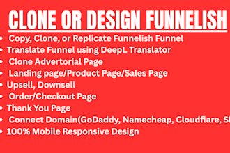 clone funnelish product page and checkout page in 8 hours