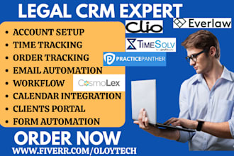 setup legal CRM mycase lawmatic clio smokeball filevine practicepanther cosmolex