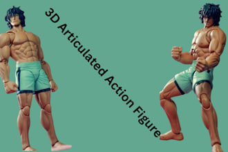 sculpt articulated action figure, 3d printed action figure, 3d articulated model