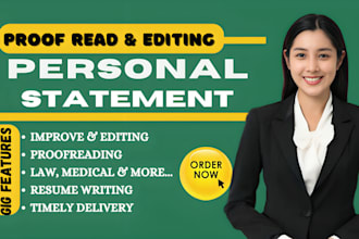 proofread and edit personal statement, sop, law, medical school, applications CV