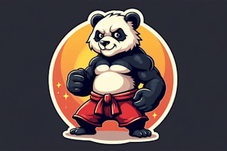 design unique fighter panda logo with express delivery