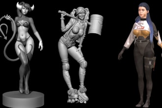 design 3d toy, character model, 3d action figure, 3d human model blender zbrush