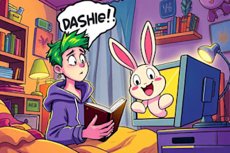 draw a digital cartoon illustration