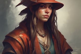 draw character sheet reference for book or game in  style