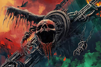 draw detailed dark art and heavy metal horror illustration
