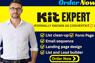 set up convertkit newsletter landing page kit automation email sequence