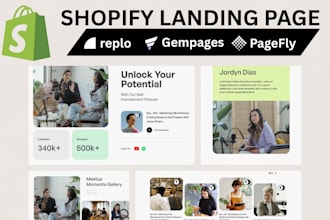 design shopify landing page with gempages, pagefly, one product store, replo