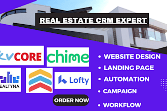 setup lofty CRM website, boldtrail, kvcore, chime, follow up boss, kv core CRM