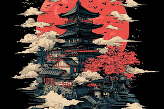 draw a japanese t shirt illustration