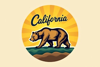do unique california bear logo with creative concepts