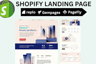 do shopify landing page design using replo, pagefly, gempages, one product store