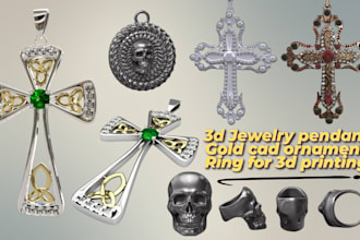 3d jewelry cad, jewelry design, 3d gold pendant, 3d ring model, 3d cad designer