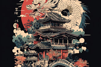 do japanese t shirt design apparel illustration