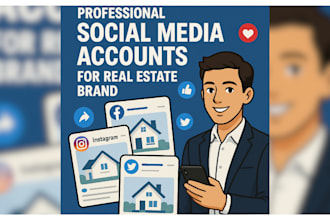 create and optimize professional social media accounts for real estate brand
