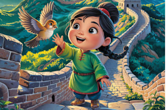 eye catchy children story book illustration