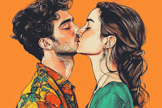 do illustrate a vintage couple portrait