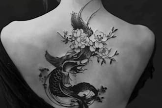 draw a original custom japanese tattoo design for you