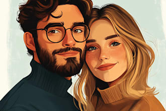 make couple, group or family to cartoon vector portrait