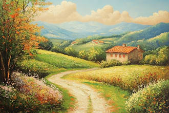 draw landscape in real oil painting on canvas free shipping