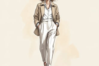 make a illustration, portrait in fashion sketch style