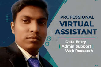 be your remote virtual assistant for admin support,data entry, web research