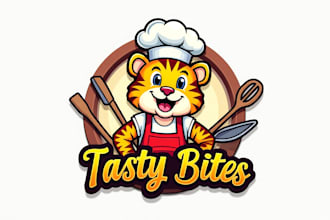 do wonderful tiger chef mascot logo design with business