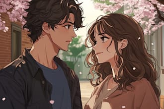 draw cute anime chibi art couple based on you or characters