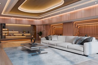 craft 3d wooden house, restaurant, realistic intterior,ikea furniture in blender