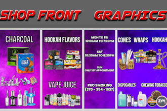 a unique shop front, window graphics, store front, shop front design, 3d letter