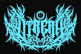 design death metal logo with texture and chrome effect