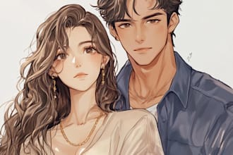 draw anime fanart, digital art, vtuber, couple art and cartoon