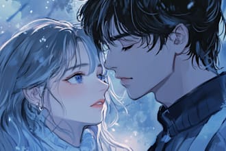 create cute anime chibi art couple based on you or characters