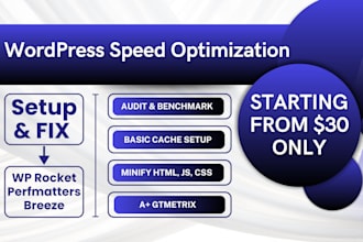 setup or fix wp rocket, perfmatters, breeze and speed up your wordpress site