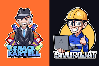 design mascot cartoon logo and character for your business