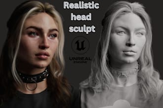 sculpt 3d realistic character statue, 3d head, bust maya stl ready for 3d print