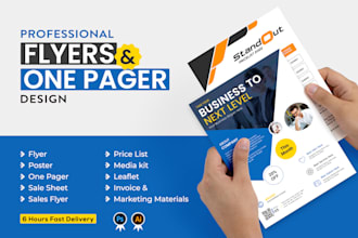 design business flyer, one pager, sales flyer, sell sheet and marketing material
