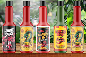 do label logo for food sauce salsa dips spice seasoning pepper BBQ rubs honey