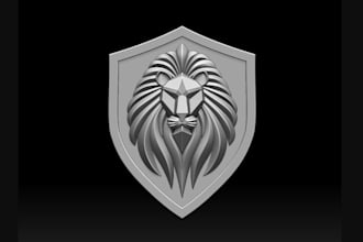 remodel from 2d to 3d logo design, 3d emblem, sculpt, 3d statues, 3d print, stl