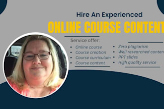create online course content , course creation, course curriculum