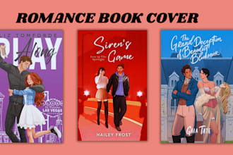 do romantic book cover, ebook cover design, cover design and character design