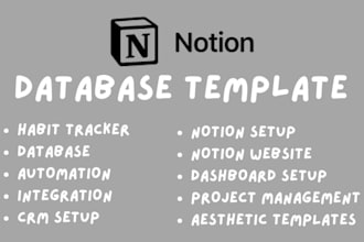 design notion database, notion customized templates, notion workspace setup