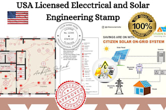 do california, texas electrical and solar engineering plan stamp for approval