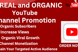 do organic youtube promotion to increase subs, engagement, SEO, views to 100m